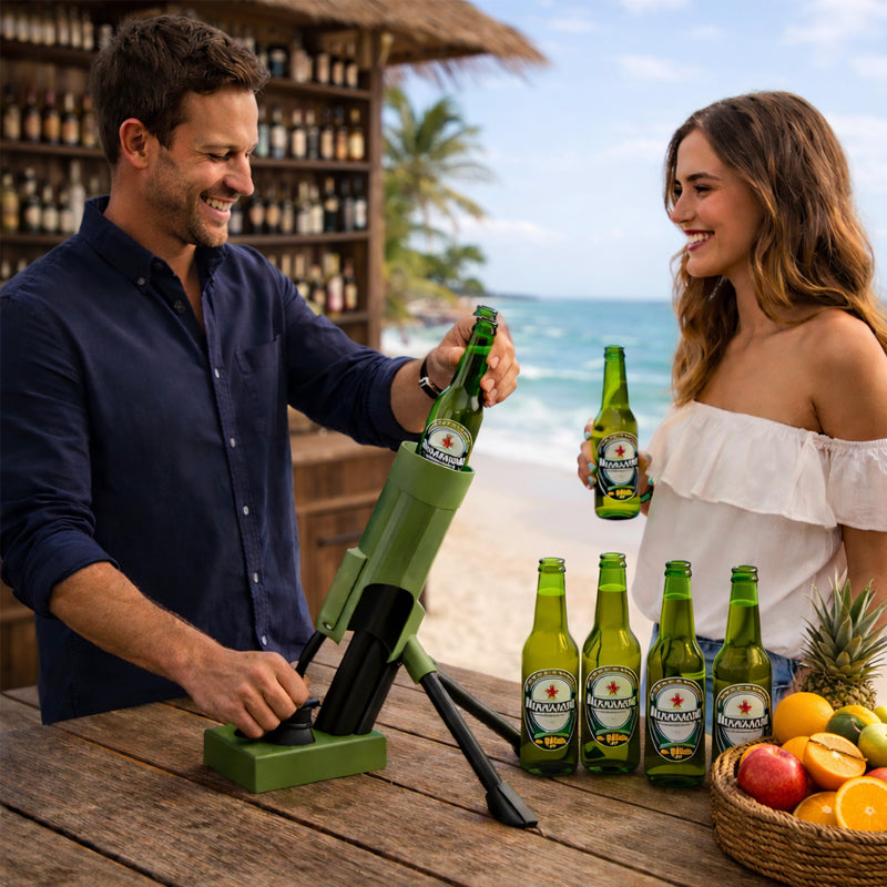 51mm Beer Bottle Mortar Bottle Opener – Novelty Cap-Launching Desk & Bar Accessory.